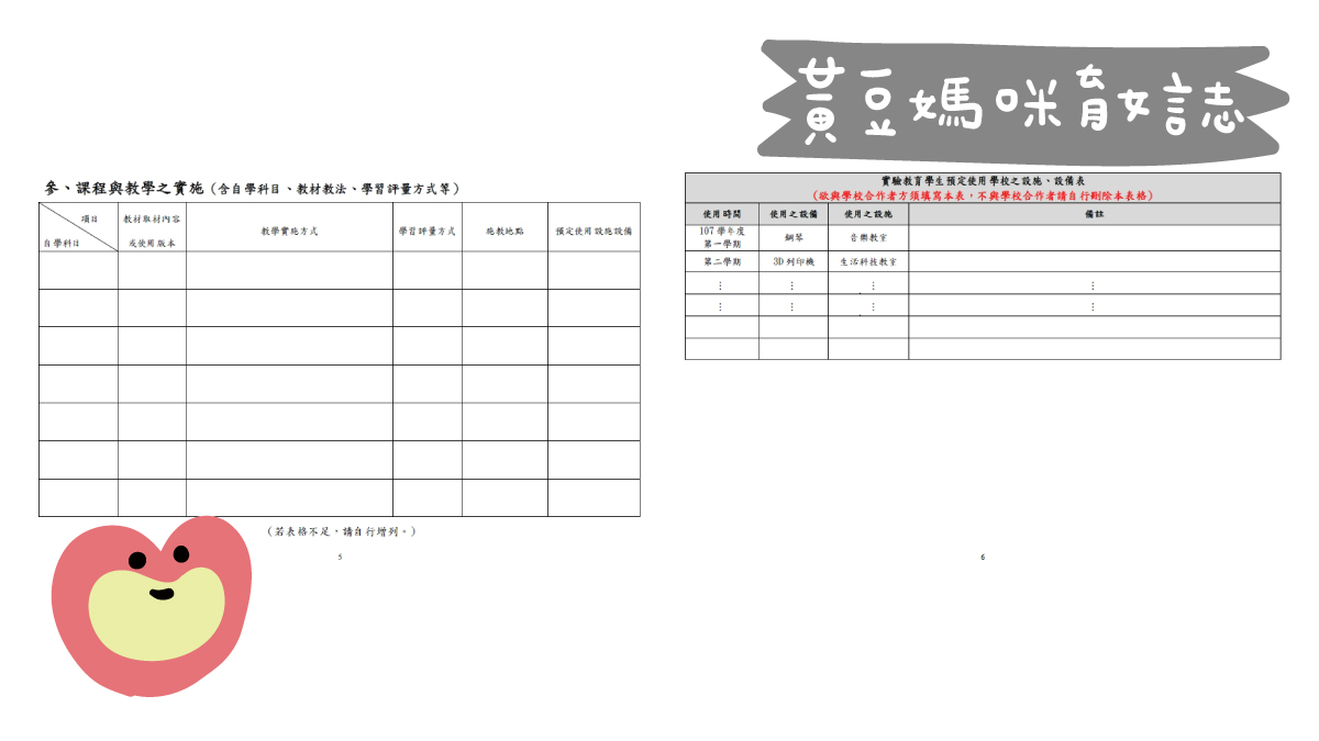 自學申請書課程與教學之實施